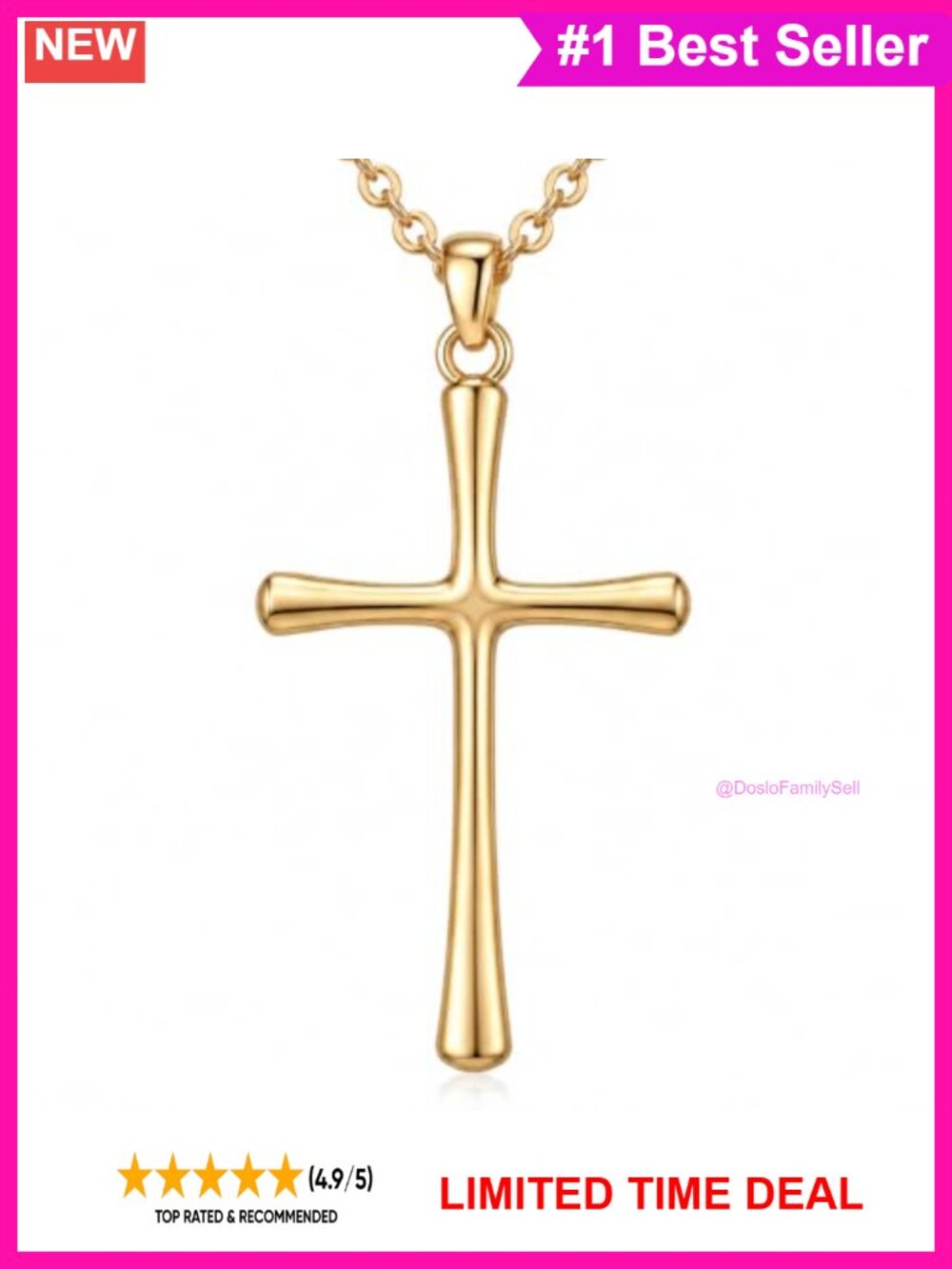 14k Gold Cross Necklace Nickel Free Christian Pendant Faith Jewelry Gift